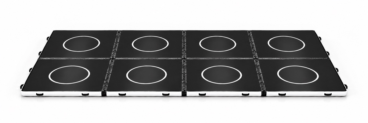 Eight FlowSpace mats connected into one large training surface