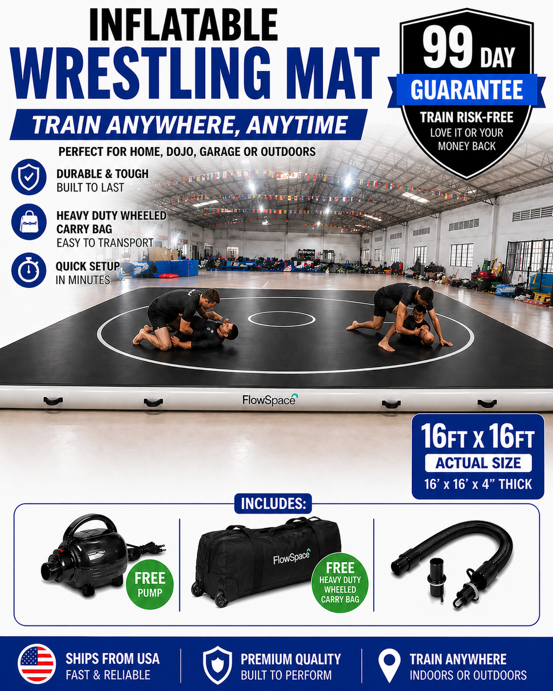 FLOWIN エクササイズマットセット Flow Mat - Inflatable Wrestling Mat – FlowSpace Mats
