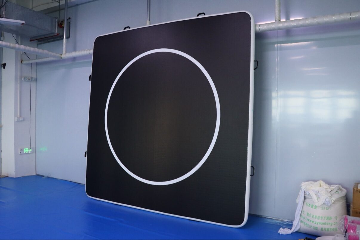 A used Home FlowMat 10x10 standing upright indoors